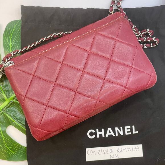 Chanel Quilted Flap Bag Classic Lambskin WOC Mini Wallet on Chain Mineral Nights - Picture 8 of 16